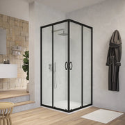 Box doccia angolare 90x90 cm trasparente 4 mm profili neri  | Willis