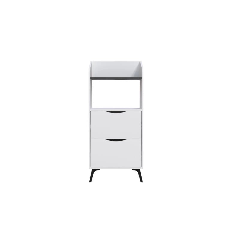 Mobile Multiuso Bianco con 2 Cassetti e 1 Ripiano Grigio Retrò 60x36x136 cm