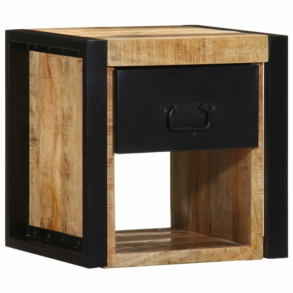 Comodino 40x35x40 cm in Legno Grezzo Massello di Mango 4015949