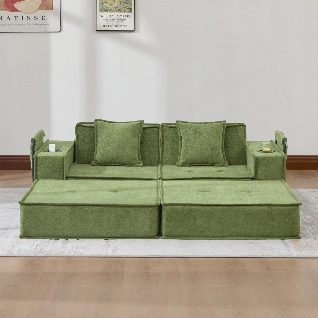 Divano Letto 2 Posti con Pouf e Contenitore ¨C MINIMAL ¨C Tessuto