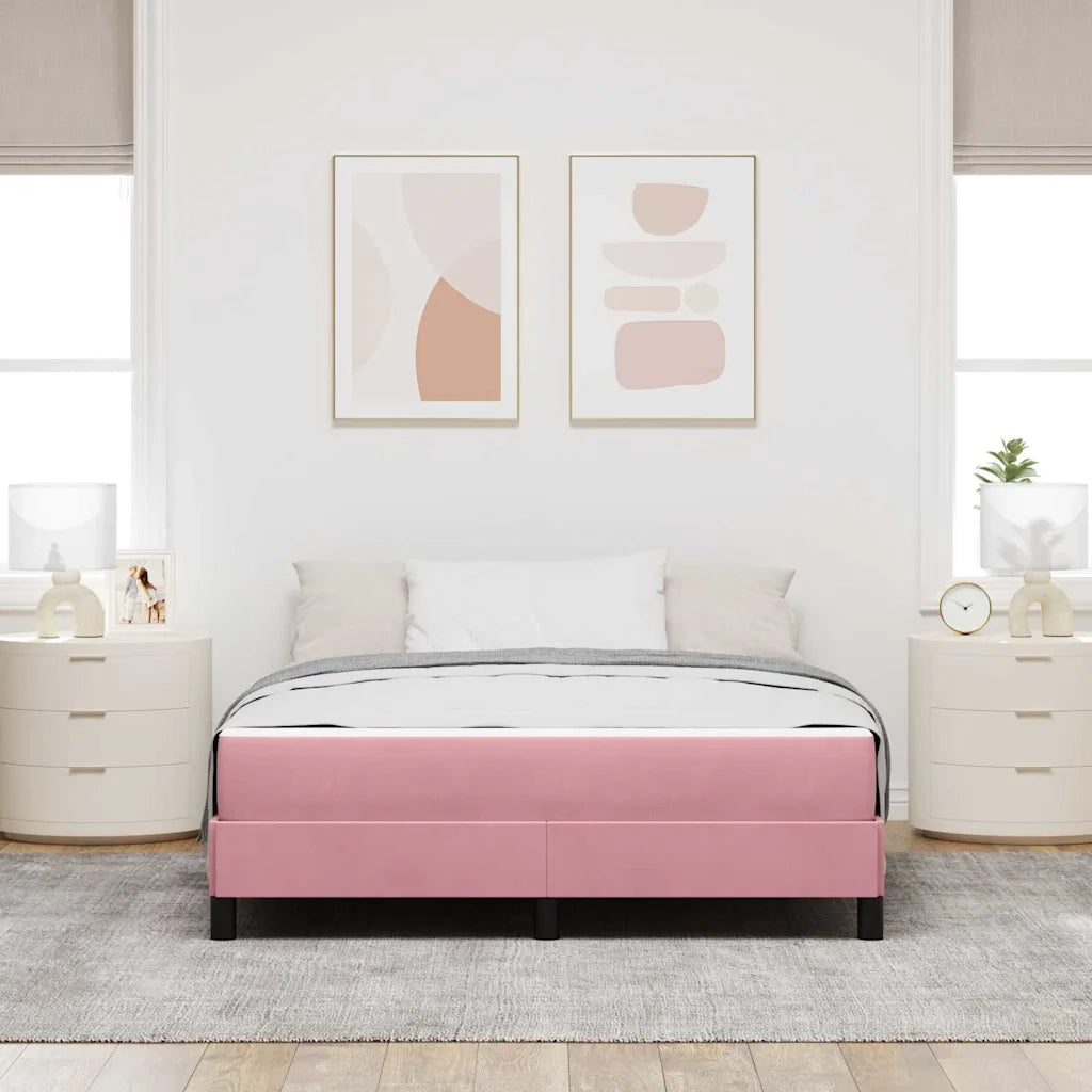 Letto a molle con materasso Rosa 160 x 210 cm Tessuto