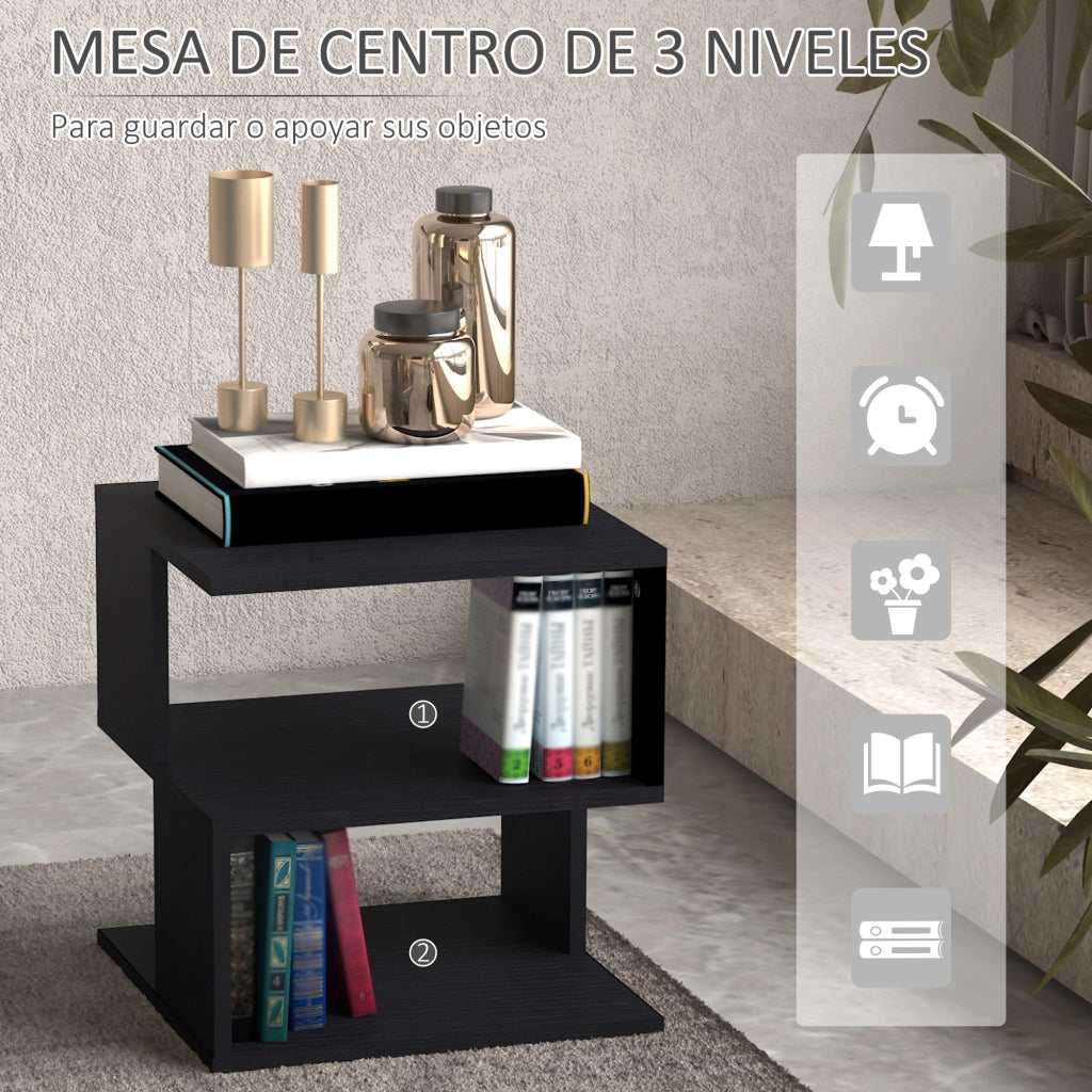 Tavolino 3 Livelli ¨C Minimal ¨C 40x40x43 cm Nero