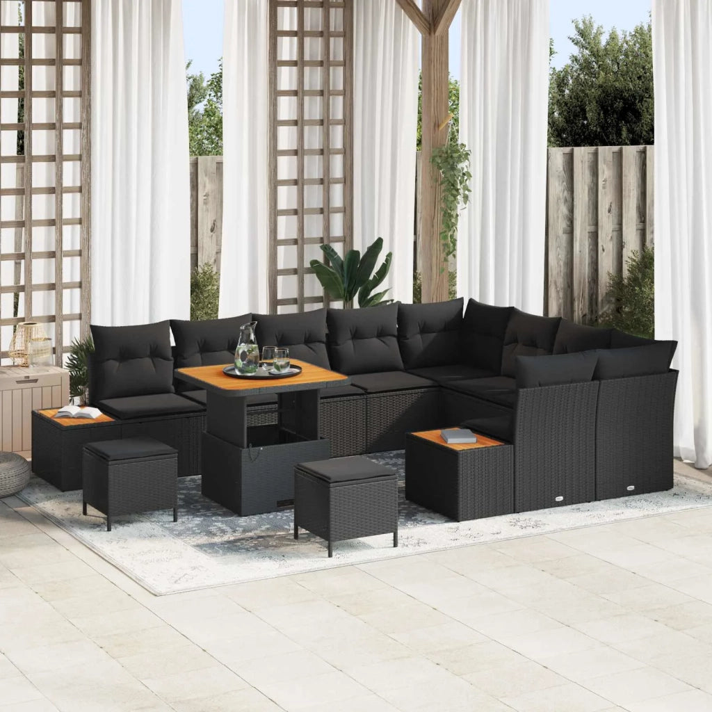 Set Divano da Giardino 12 pcs Nero polyrattan 3362949
