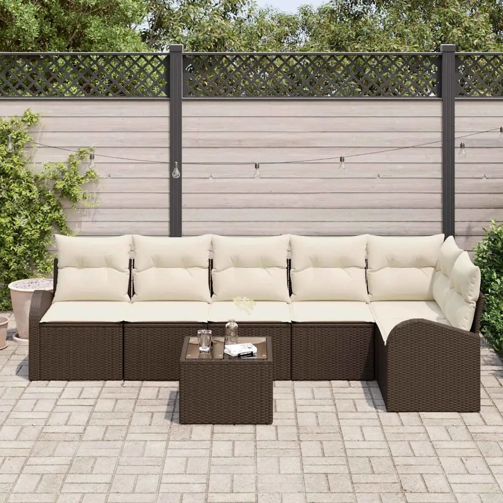 Set Divano da Giardino Marrone polyrattan