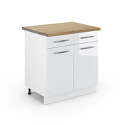 Mobiletto base per cucina Fame-Line Bianco lucido/Bianco 80 cm, PL Rovere Vicco