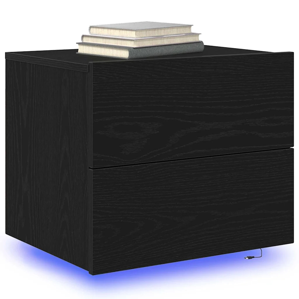 Armadio da Notte con cassetto 2 pcs Rovere Nero 50 x 39 x 41 cm 863077
