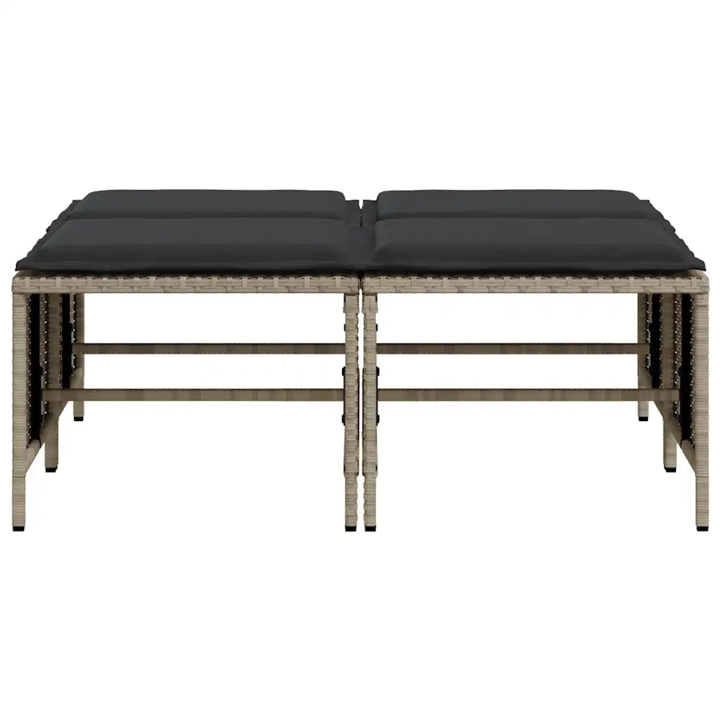 Sgabelli da Giardino con Cuscini 4 pz Grigio Chiaro Polyrattan 368367