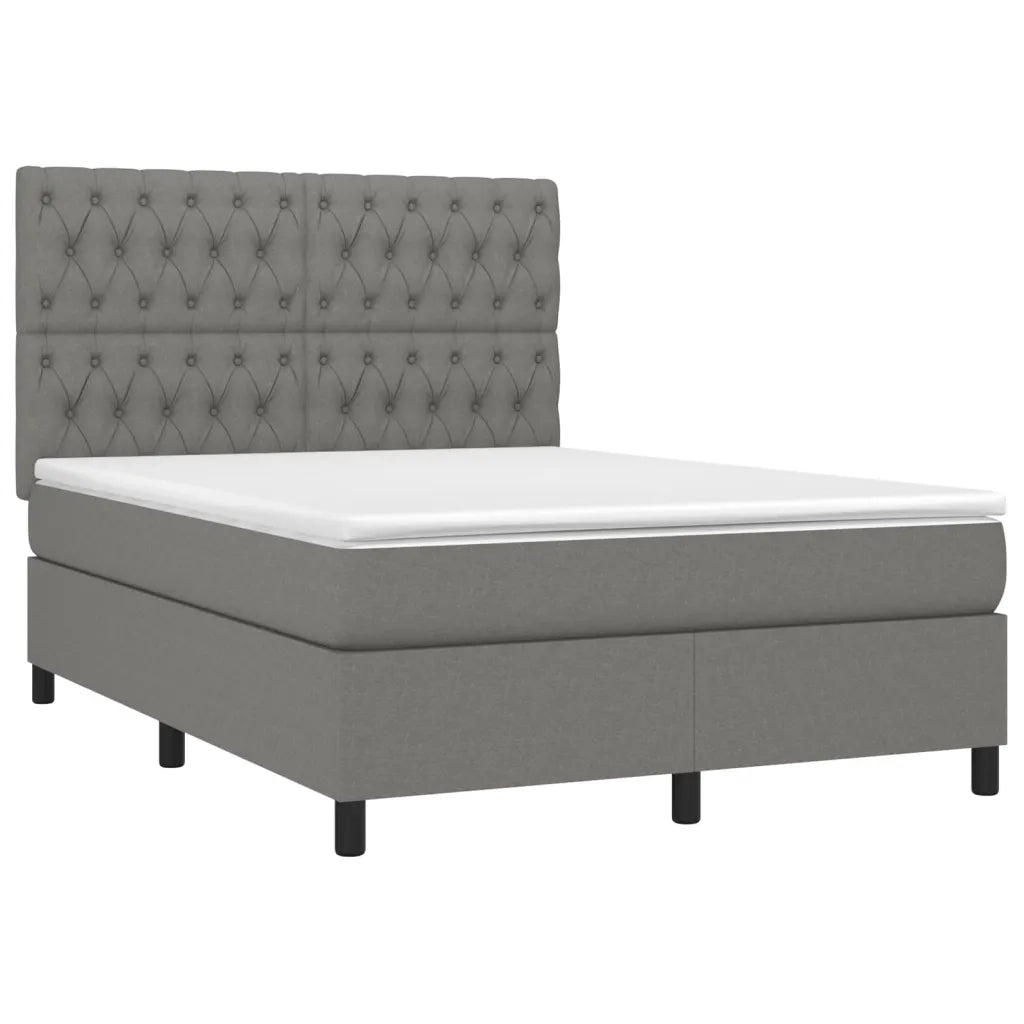 Giroletto a Molle con Materasso Grigio Scuro 140x200cm Tessuto 3142018