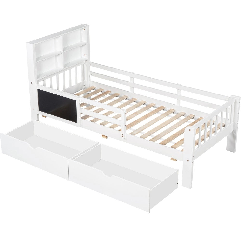 Letto Bambini con Cassetti e Lavagna ¨C MINIMAL ¨C Bianco 90x200