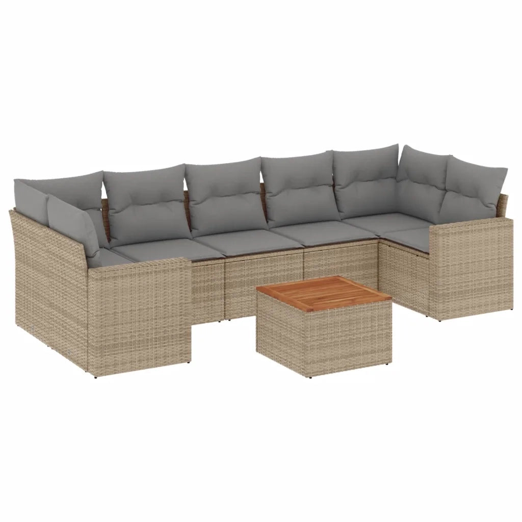 Set Divano da Giardino 8 pz con Cuscini Beige Misto Polyrattan 3256367