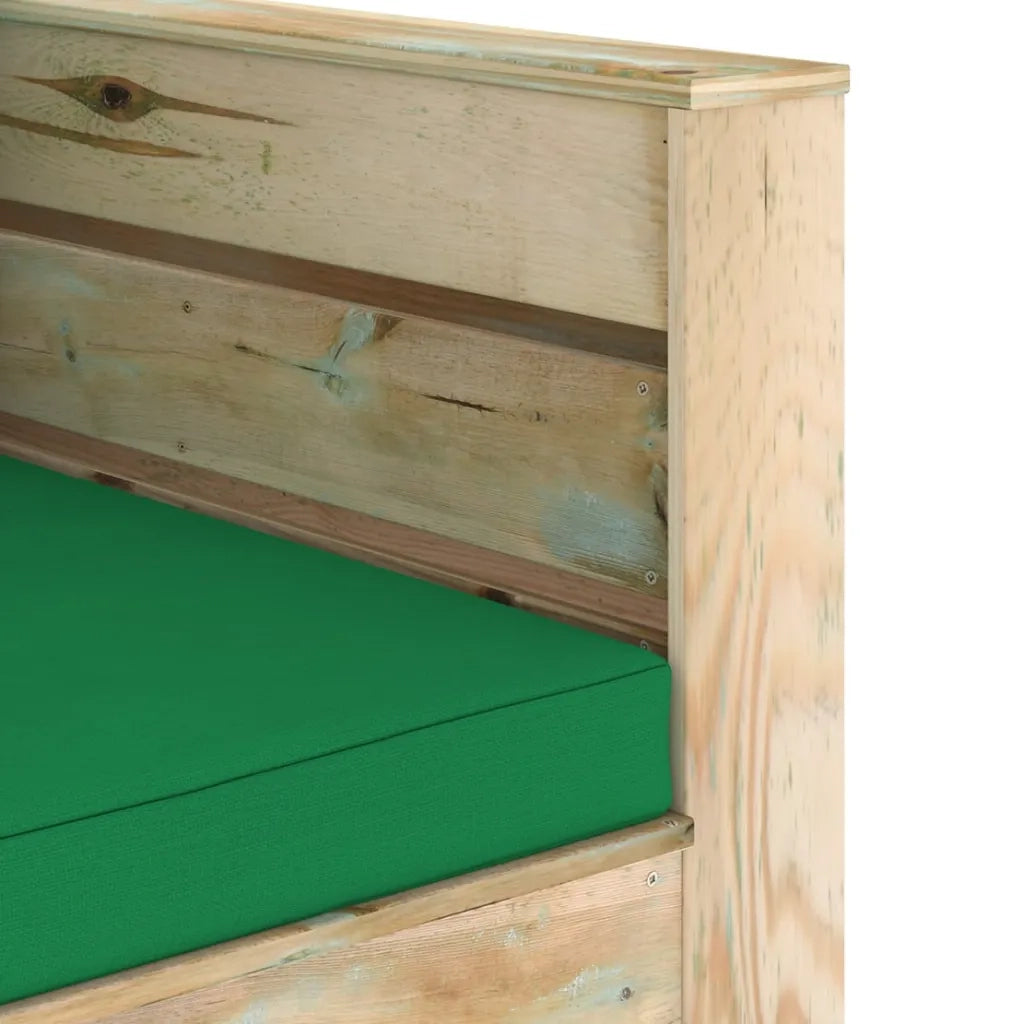 Set Salotto da Giardino 2 pz con Cuscini Legno Impregnato Verde 3074536
