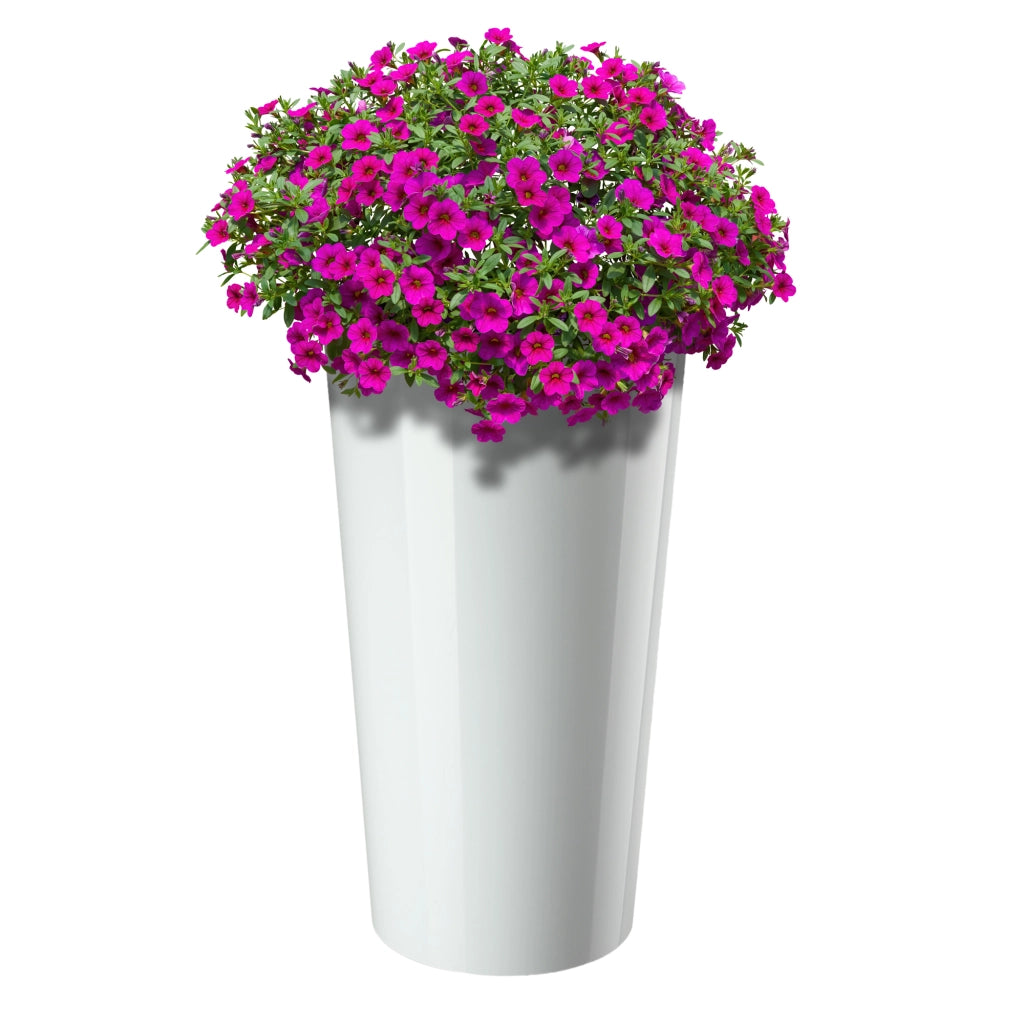 Vaso da fiori KADAX 57 cm con coperchio e inserto, in plastica bianca.