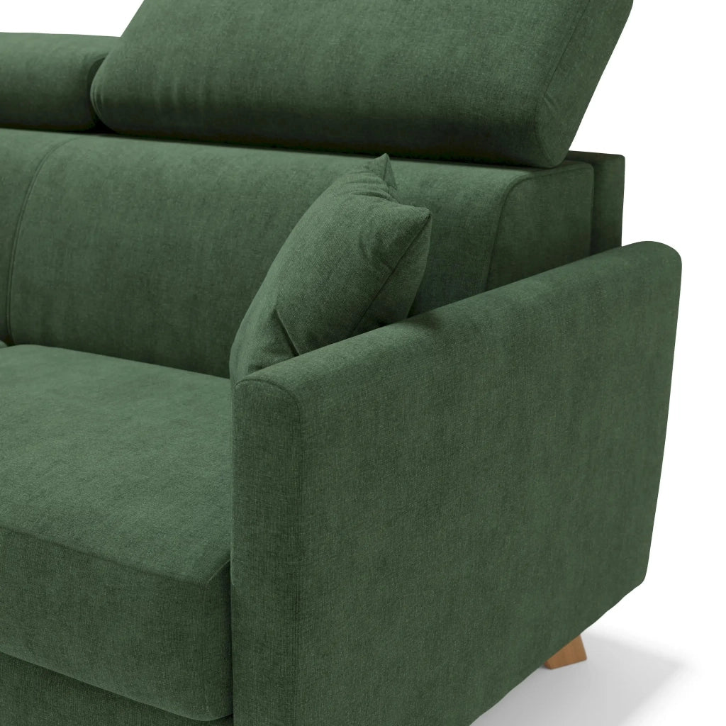 Francy Divano letto matrimoniale con poggiatesta regolabili in tessuto impermeabile e smacchiabile T17 200 cm (mat. 160x197) verde