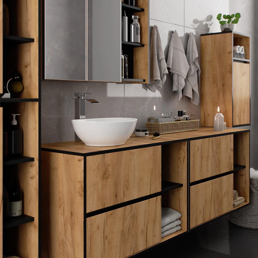 Mobile bagno sospeso VAMI Rovere Craft, Nero 35 cm 1 anta 35x30x80 cm