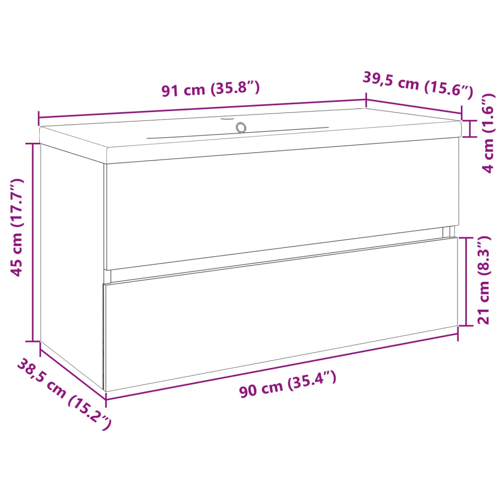 Set Mobili da Bagno 2 pz in Ceramica e Legno Multistrato 3307660