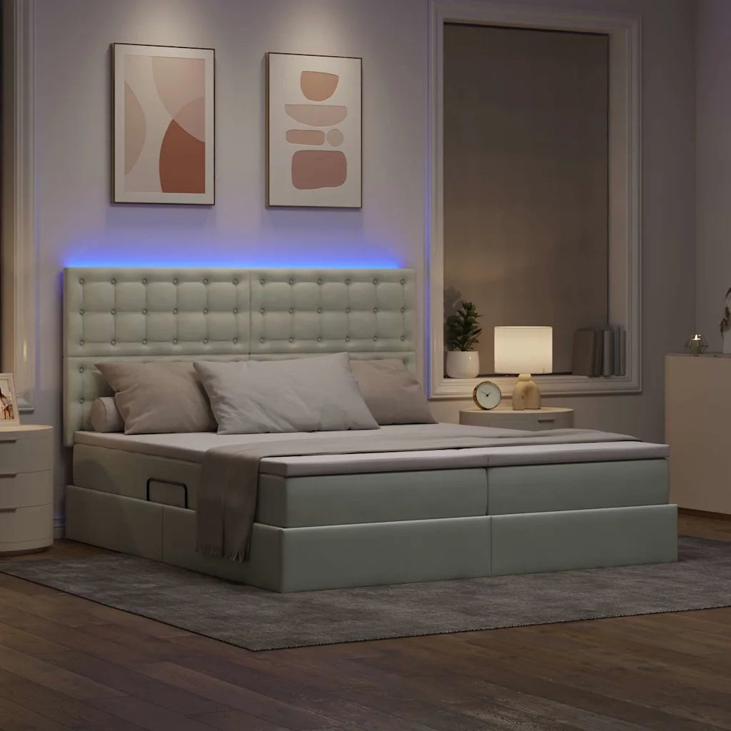 Letto con testiera Grigio chiaro 180 x 200 cm Velluto