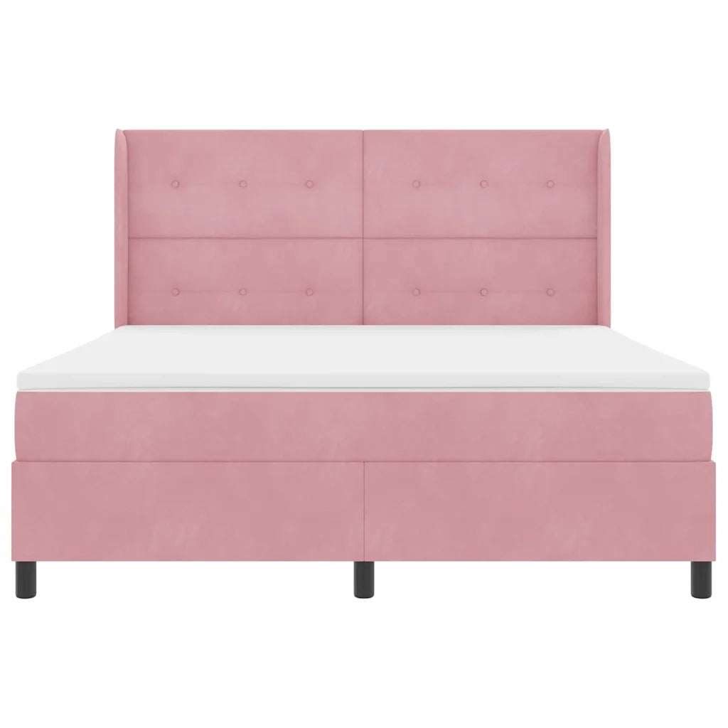 Letto a molle con materasso Rosa 180 x 200 cm Velluto