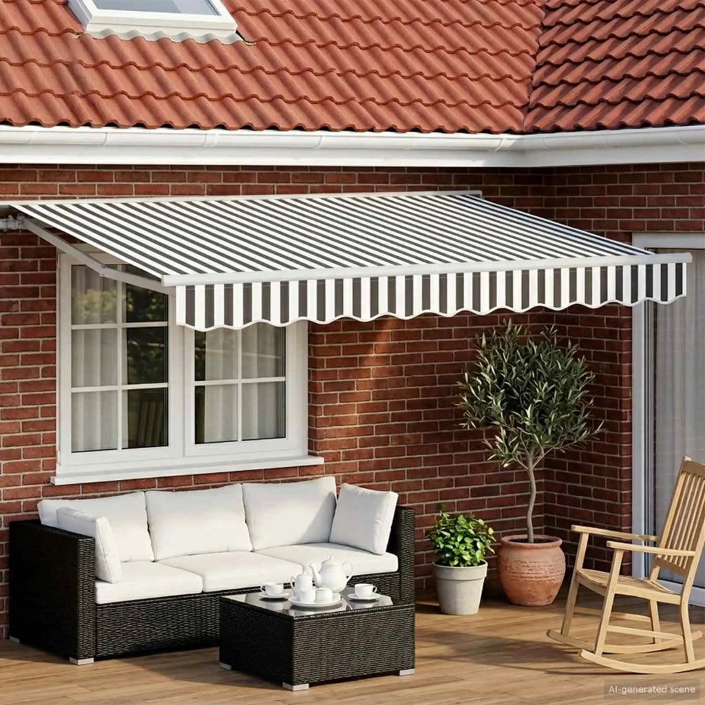 Cornice per Tenda Manuale con LED Antracite e Bianco 3 x 2,5 m 3420579