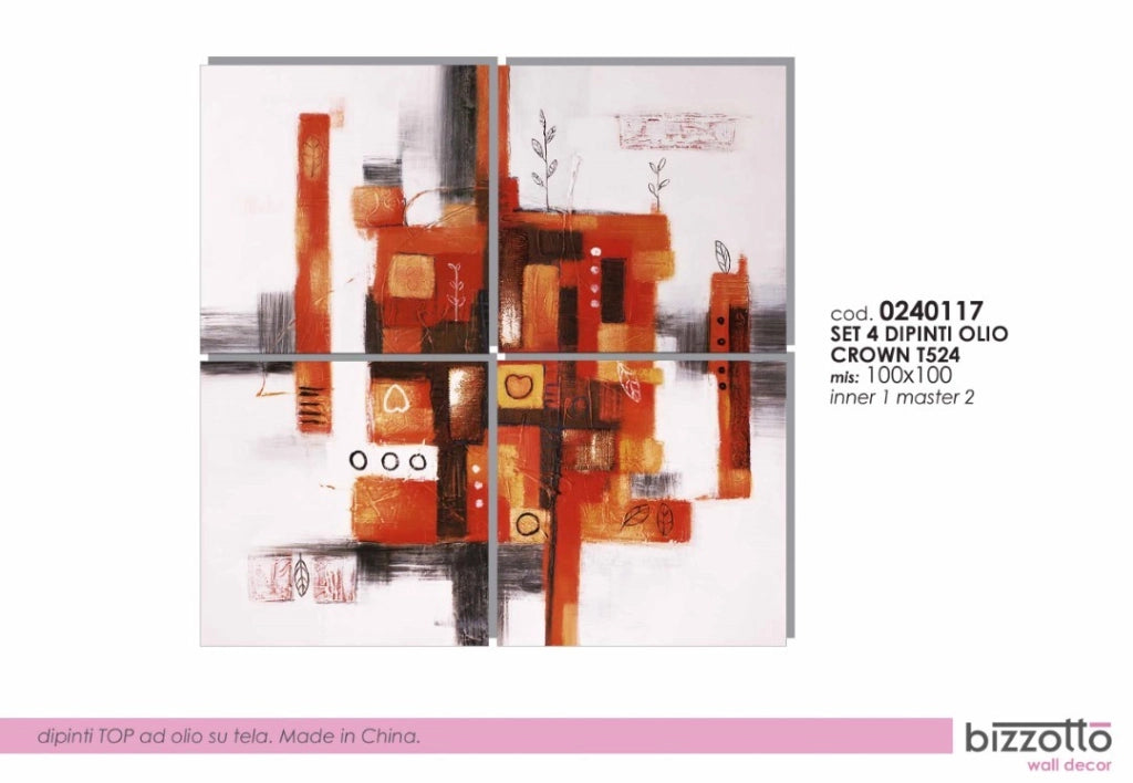 Dipinto Olio Crown S/4 100X100-T524 - Bizzotto