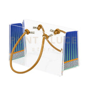 SHOPPER MEDIA CHARLOTTE IN CRISTALLO ACRILICO TRASPARENTE E CON DECORO ETHNIC