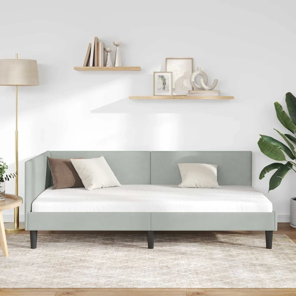 Cornice del letto ad angolo Grigio chiaro 100 cm x 200 cm