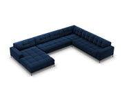Cosmopolitan Design - Divano panoramico destro "Bali" 7 posti in velluto blu reale 