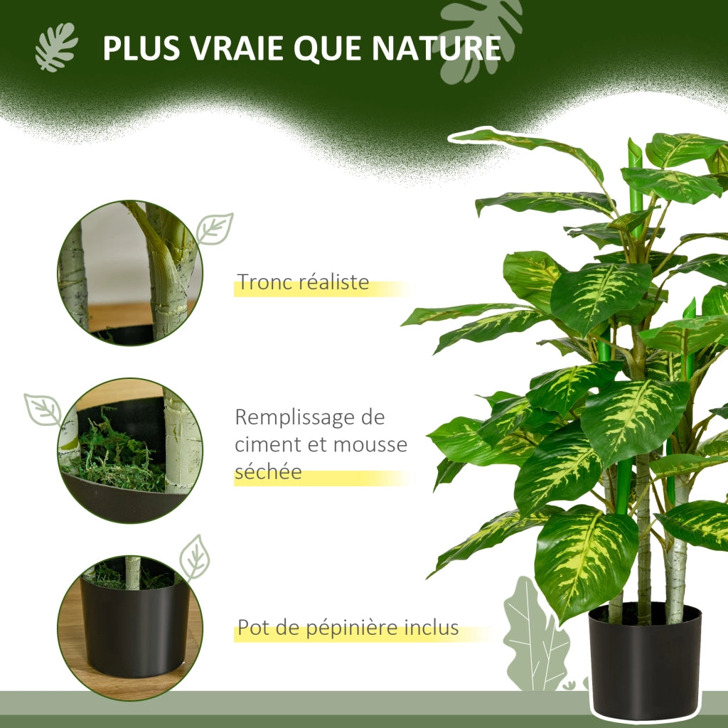 Pianta artificiale Calathea ¨C Xylo ¨C Altezza 95 cm, vaso cemento