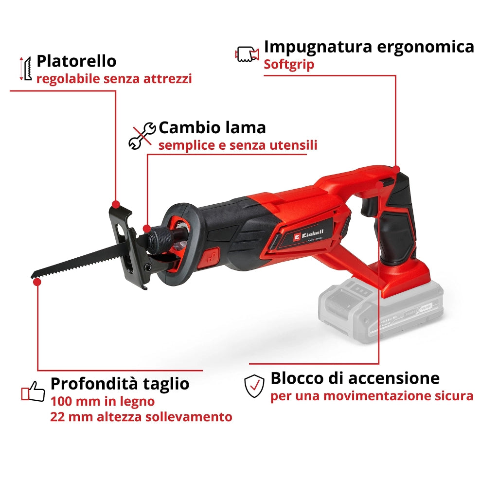 Sega a Gattuccio a Batteria Einhell Te Ap 18 Li Solo 18V