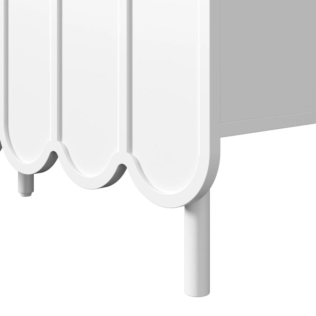 SIDEBOARD con Ante Ondulate 120x35x80 cm MDF Bianco con Ripiani Regolabili