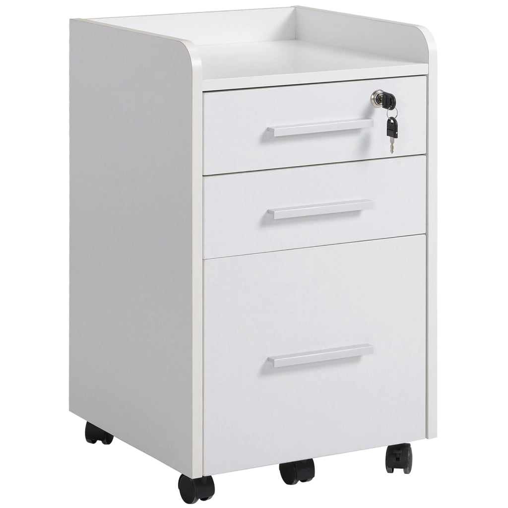 Cassettiera Portadocumenti da Ufficio 39,2x40x65,4 cm 3 Cassetti  Bianca