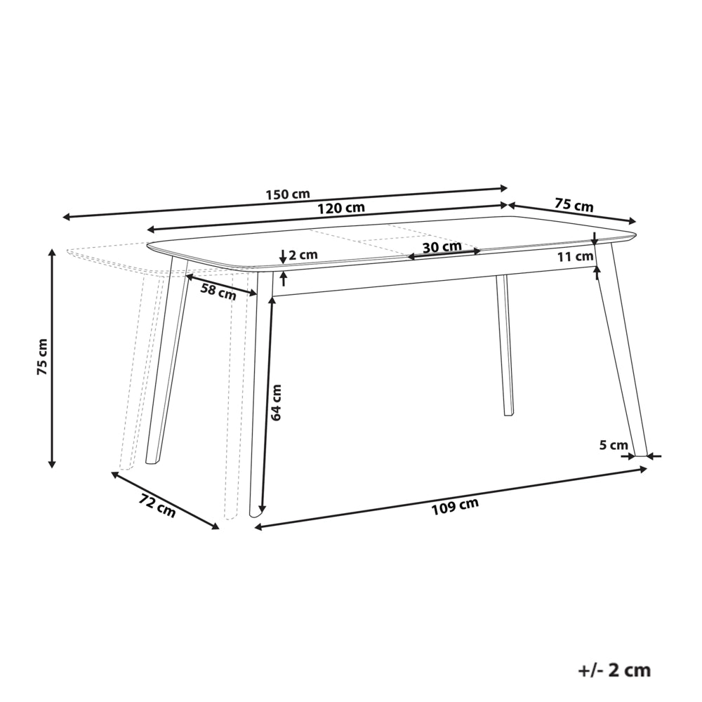 Tavolo da pranzo in legno di rovere chiaro 120/150 x 75 cm allungabile gambe in legno stile minimalista scandinavo
