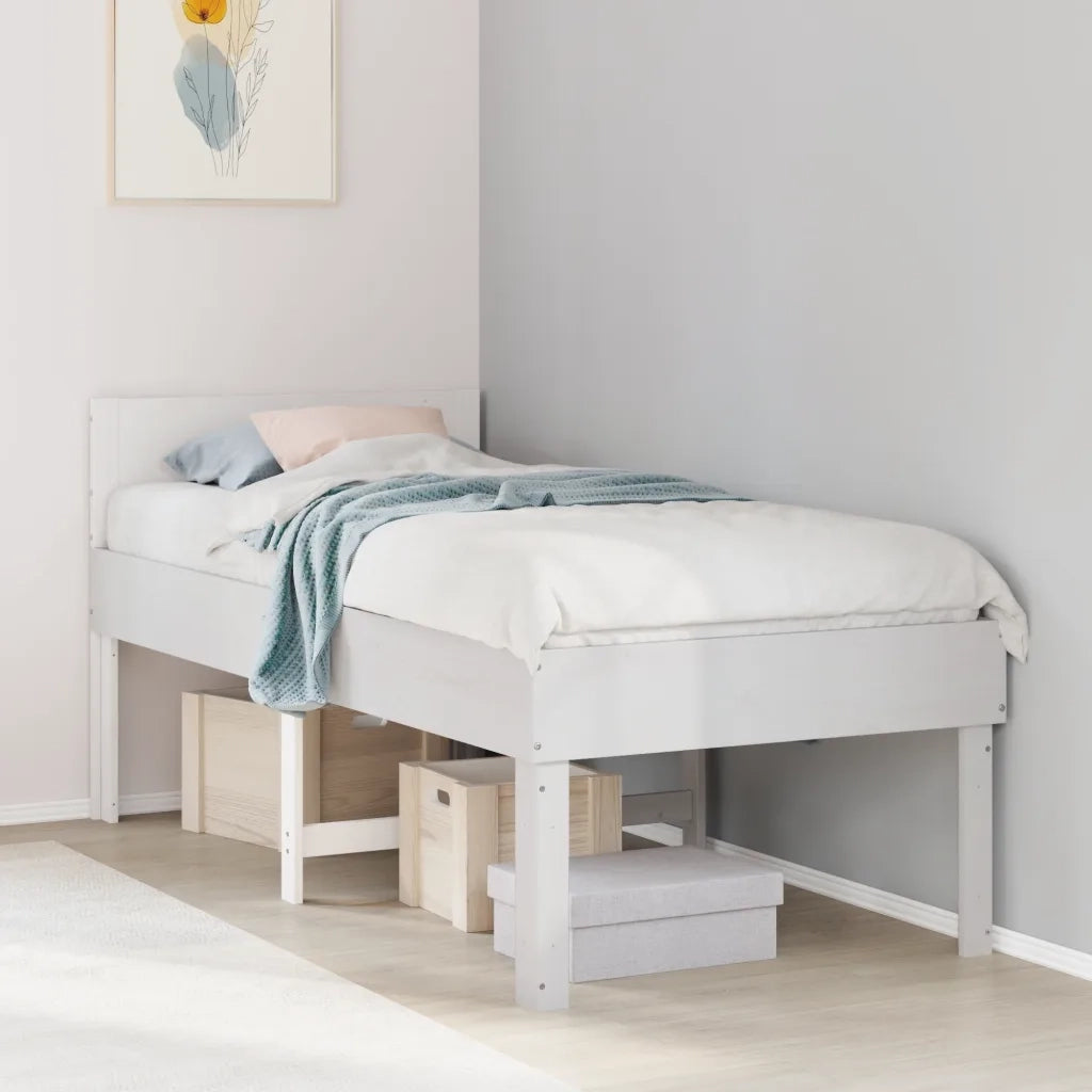 Letto singolo | Letto per adulti | Letto senza Materasso Bianco 90x190 cm in Legno Massello Pino