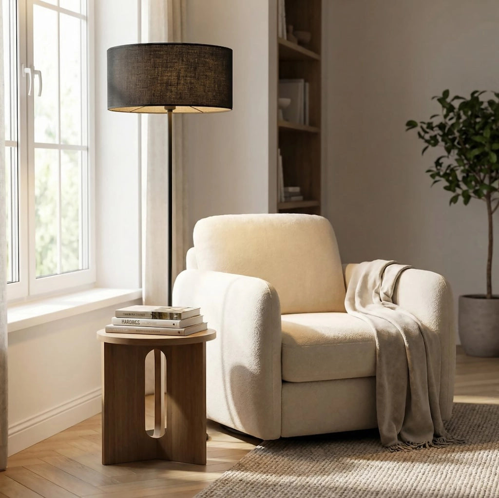 Lampada da terra ECO nera cilindrica 1xE27 Emibig