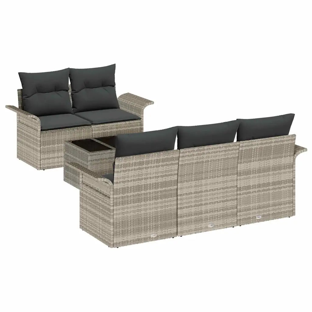 Set Divano da Giardino 6 pcs Grigio chiaro e grigio scuro