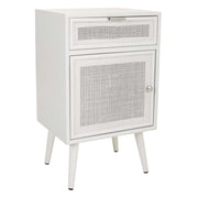 Comodino in legno e rete bianca 42x36,5x71
