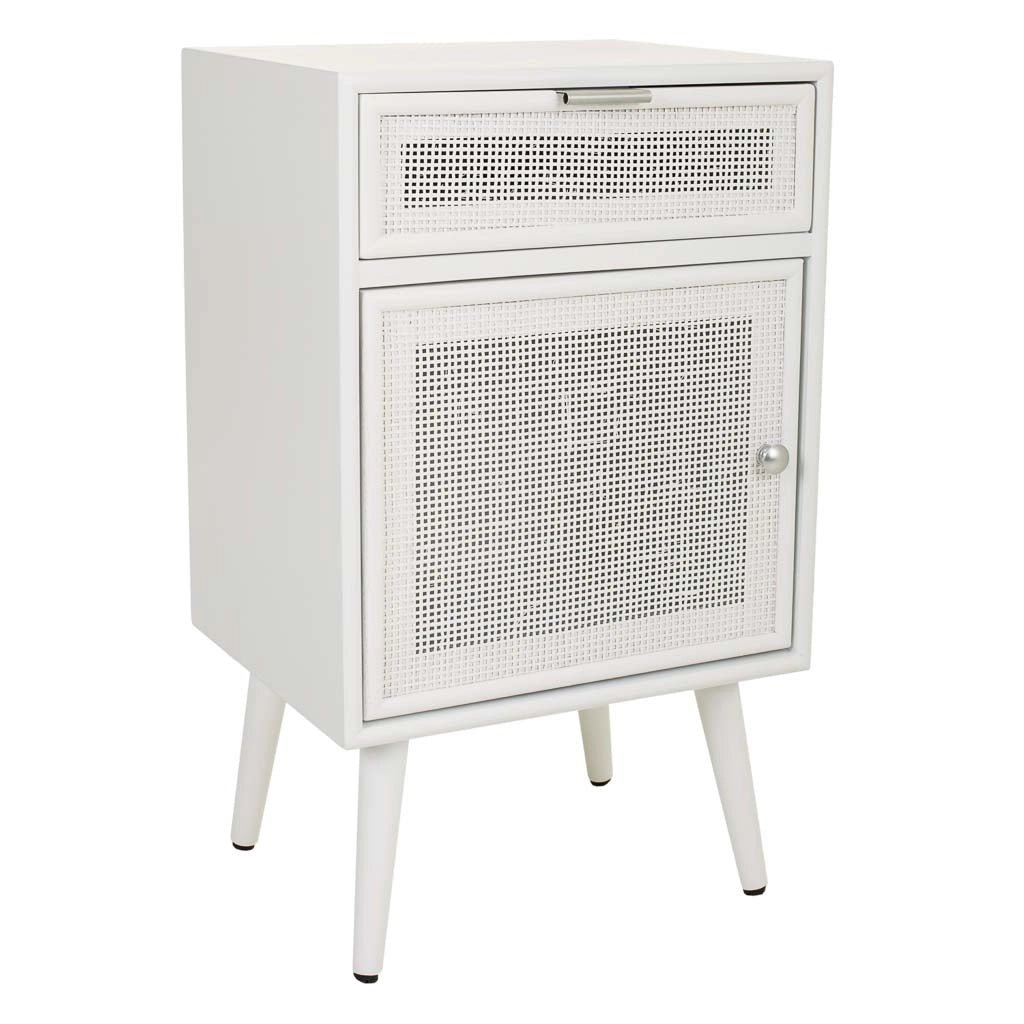 Comodino in legno e rete bianca 42x36,5x71