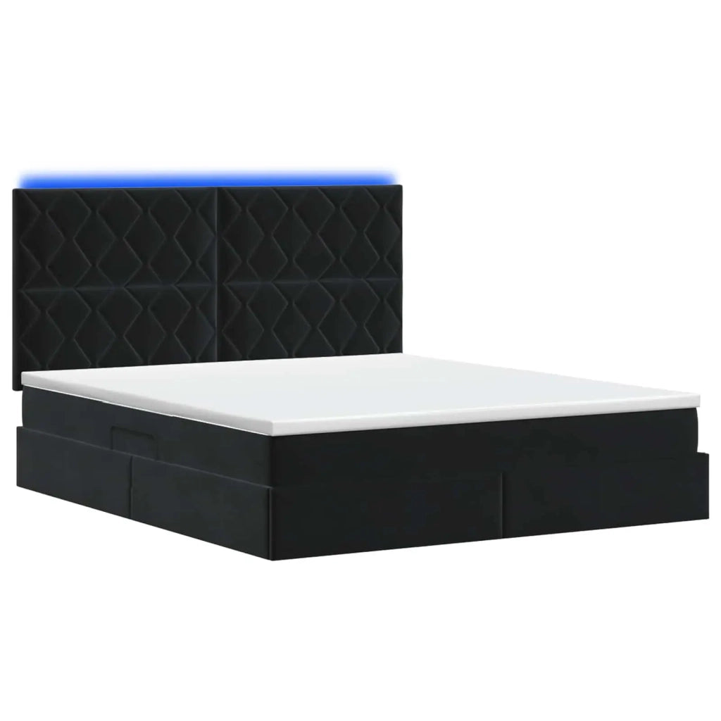 Letto con contenitore LED e materasso Nero 160 x 200 cm Velluto 3460202