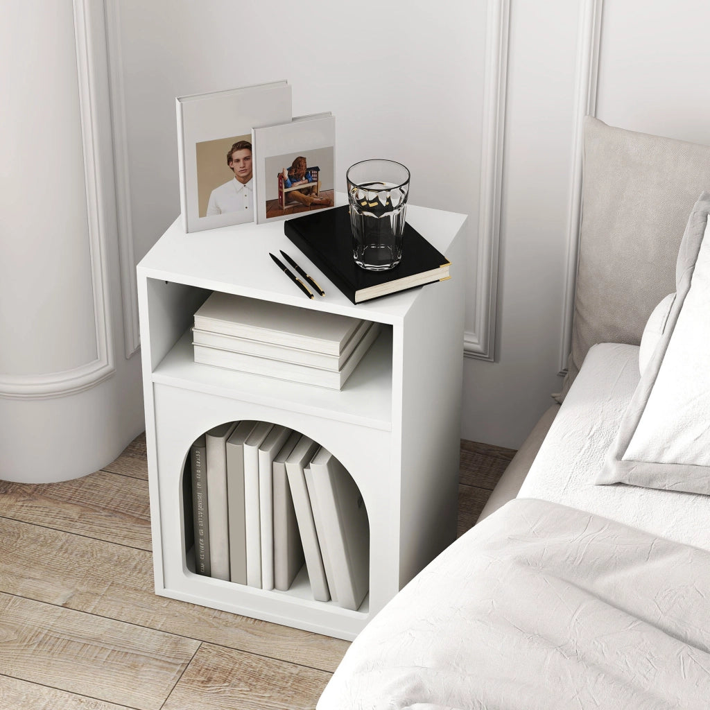 Comodino con scomparti aperti ¨C Minimal ¨C bianco 40x30x60 cm