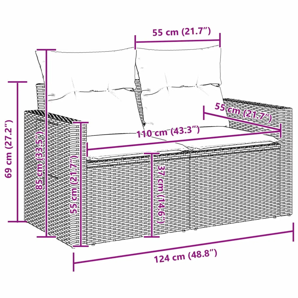 Set Divano da Giardino 11 pcs Nero Poly Rattan 3361714