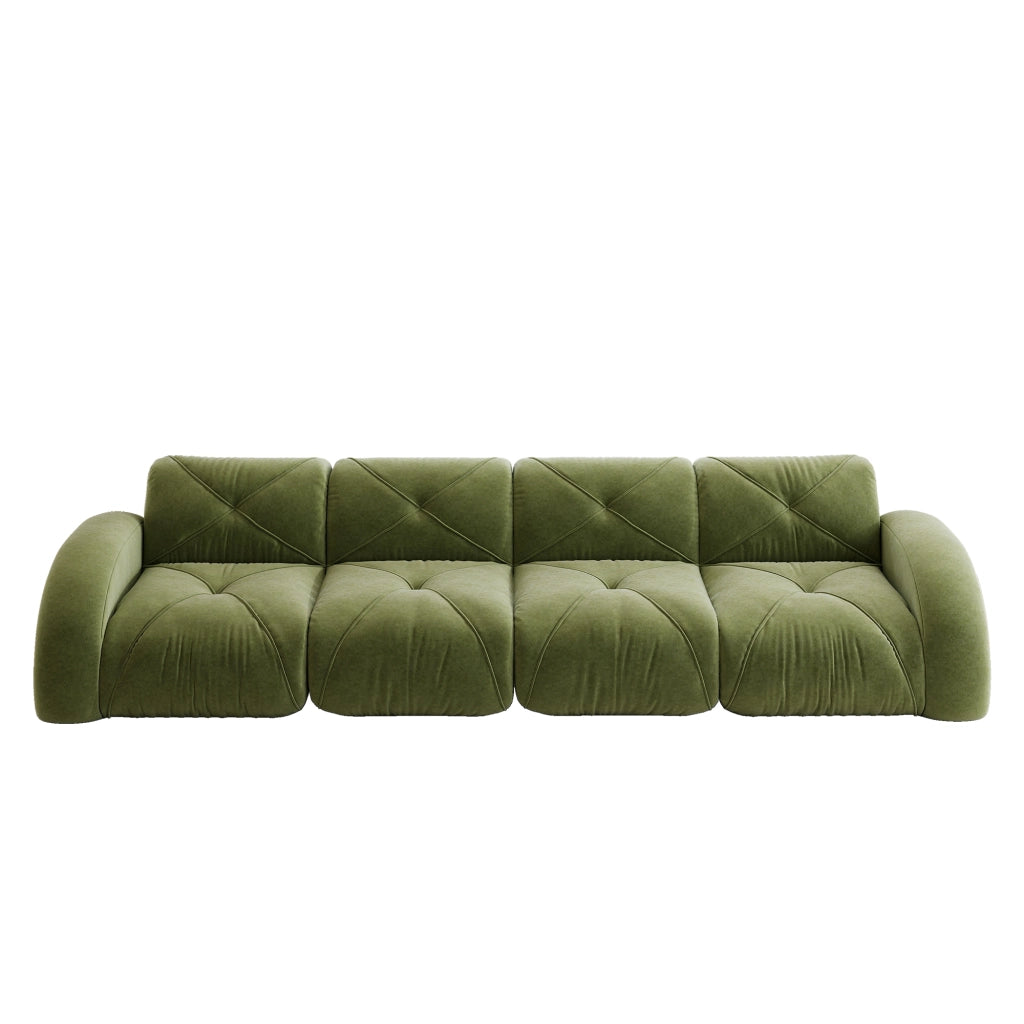 Sofa modulare senza cornice - Zephmum - Extra grande, 4 posti, tessuto Chenille comodo, design antiscivolo, facile assemblaggio, Verde