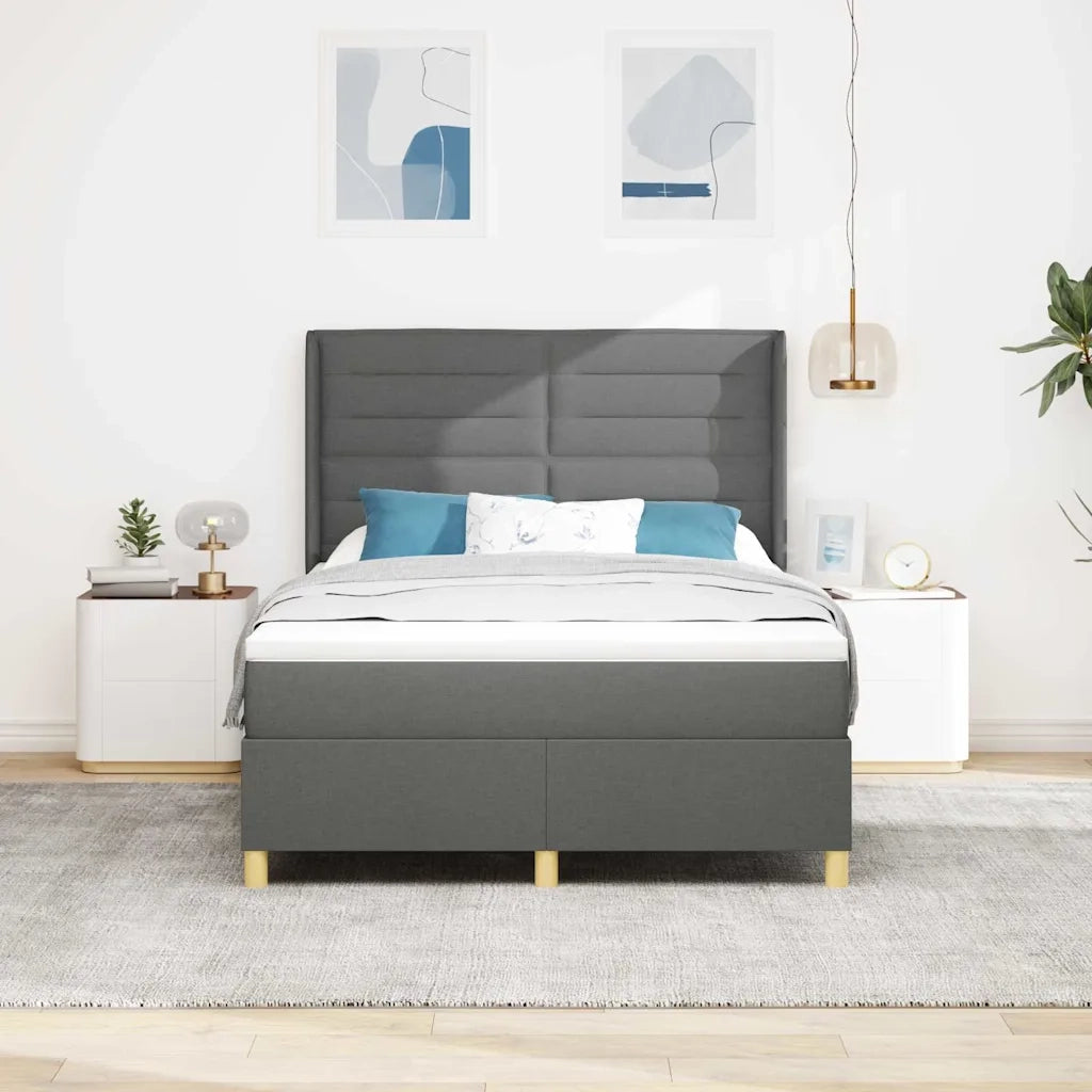 Letto a molle con materasso Grigio scuro 160 x 200 cm Tessuto 3341778