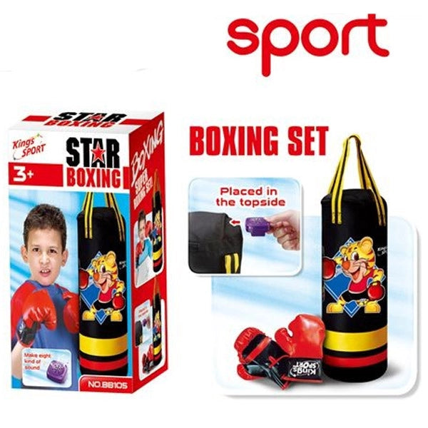 Set Boxe Pugilato per Bambini con Sacco da Appendere Guantoni ed Effetti Sonori