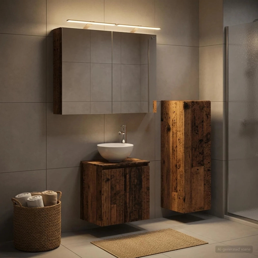 Set di mobili per il bagno 4 pz Legno antico 3407413