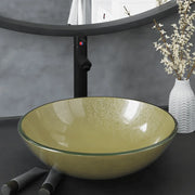 Lavandino Rubinetto e Piletta a Pressione-Lavabo-Lavello Vetro Temperato Oro 915877