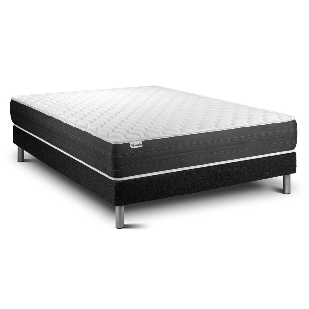 Letto con materasso VITAL SPRING 135 x 200 cm Rete Kit Nero
