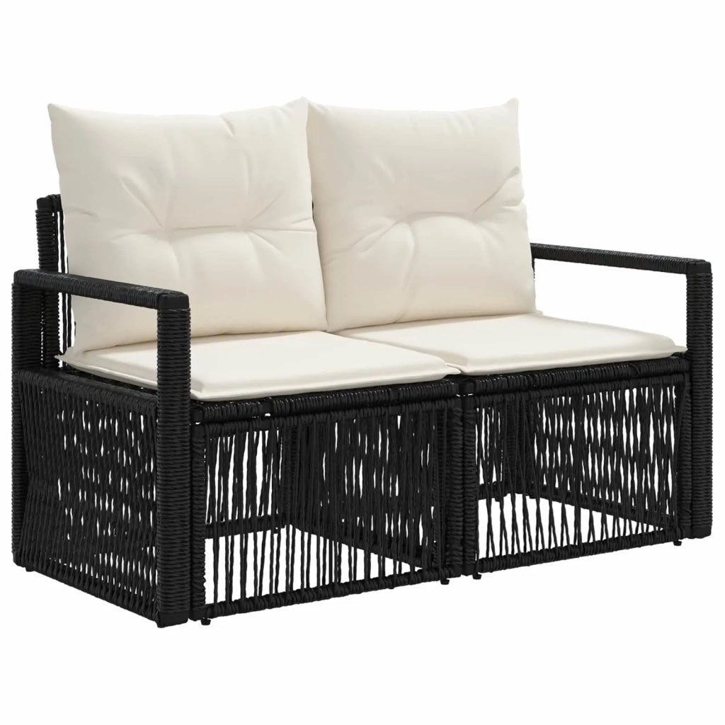 Divano da giardino 2-Numero di posti Nero polyrattan 42026704