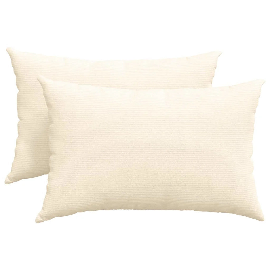 Cuscini da Divano 2 pz-Set di 2 Cuscini per Sofa Crema 60 x 40 cm Tessuto in Cords 705612