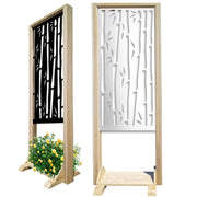 BAMBU - Separè - Paravento modulabile - 70x190cm - in Legno e PVC Colore: nero