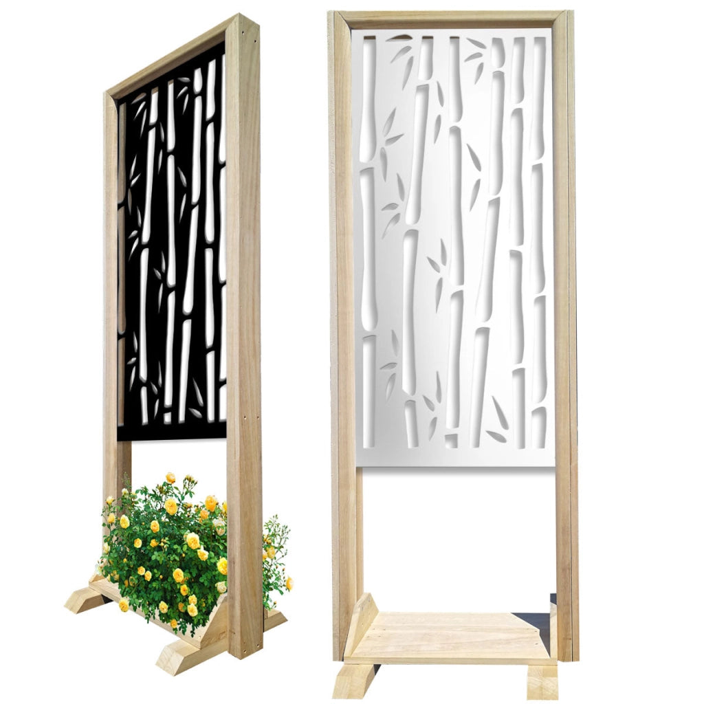 BAMBU - Separè - Paravento modulabile - 70x190cm - in Legno e PVC Colore: nero