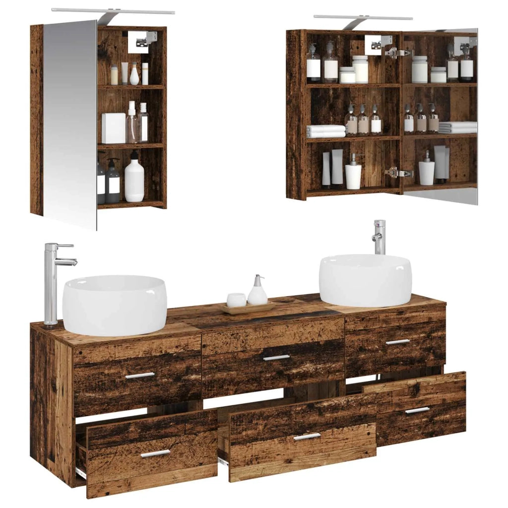 Set di mobili per il bagno 5 pz Legno antico 3406997